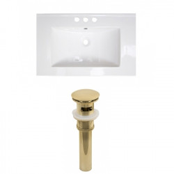 American Imaginations AI-23618 23.75-in. W 3H4-in. Ceramic Top Set In White Color - Overflow Drain Incl.