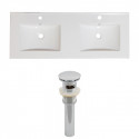 American Imaginations AI-23643 48-in. W 1 Hole Ceramic Top Set In White Color - Overflow Drain Incl.