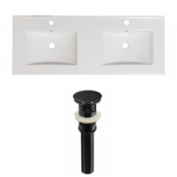 American Imaginations AI-23644 48-in. W 1 Hole Ceramic Top Set In White Color - Overflow Drain Incl.