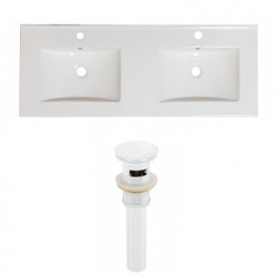 American Imaginations AI-23645 48-in. W 1 Hole Ceramic Top Set In White Color - Overflow Drain Incl.