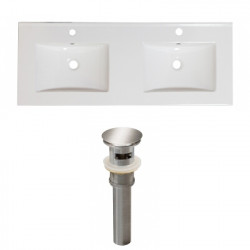 American Imaginations AI-23646 48-in. W 1 Hole Ceramic Top Set In White Color - Overflow Drain Incl.