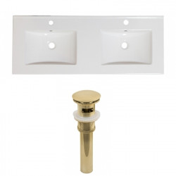 American Imaginations AI-23649 48-in. W 1 Hole Ceramic Top Set In White Color - Overflow Drain Incl.