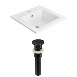 American Imaginations AI-23667 21-in. W 1 Hole Ceramic Top Set In White Color - Overflow Drain Incl.