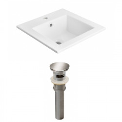 American Imaginations AI-23669 21-in. W 1 Hole Ceramic Top Set In White Color - Overflow Drain Incl.