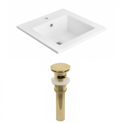American Imaginations AI-23672 21-in. W 1 Hole Ceramic Top Set In White Color - Overflow Drain Incl.
