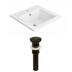 American Imaginations AI-23673 21-in. W 1 Hole Ceramic Top Set In White Color - Overflow Drain Incl.