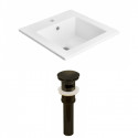 American Imaginations AI-23673 21-in. W 1 Hole Ceramic Top Set In White Color - Overflow Drain Incl.