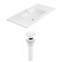 American Imaginations AI-23675 35.5-in. W 1 Hole Ceramic Top Set In White Color - Overflow Drain Incl.