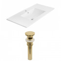 American Imaginations AI-23679 35.5-in. W 1 Hole Ceramic Top Set In White Color - Overflow Drain Incl.