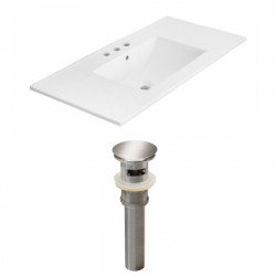 American Imaginations AI-23683 35.5-in. W 3H4-in. Ceramic Top Set In White Color - Overflow Drain Incl.