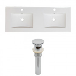American Imaginations AI-23709 59-in. W 1 Hole Ceramic Top Set In White Color - Overflow Drain Incl.