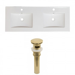 American Imaginations AI-23715 59-in. W 1 Hole Ceramic Top Set In White Color - Overflow Drain Incl.