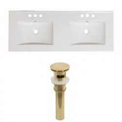 American Imaginations AI-23723 59-in. W 3H4-in. Ceramic Top Set In White Color - Overflow Drain Incl.