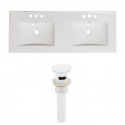 American Imaginations AI-23727 59-in. W 3H8-in. Ceramic Top Set In White Color - Overflow Drain Incl.