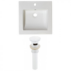 American Imaginations AI-23734 21.5-in. W 1 Hole Ceramic Top Set In White Color - Overflow Drain Incl.