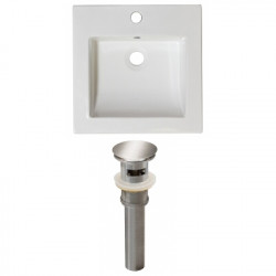 American Imaginations AI-23735 21.5-in. W 1 Hole Ceramic Top Set In White Color - Overflow Drain Incl.