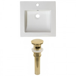 American Imaginations AI-23738 21.5-in. W 1 Hole Ceramic Top Set In White Color - Overflow Drain Incl.