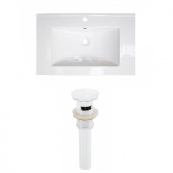 American Imaginations AI-23755 21-in. W 1 Hole Ceramic Top Set In White Color - Overflow Drain Incl.