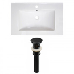American Imaginations AI-23768 30-in. W 1 Hole Ceramic Top Set In White Color - Overflow Drain Incl.