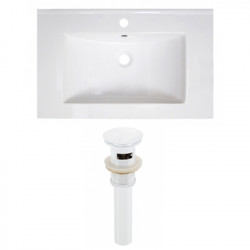 American Imaginations AI-23769 30-in. W 1 Hole Ceramic Top Set In White Color - Overflow Drain Incl.