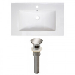 American Imaginations AI-23770 30-in. W 1 Hole Ceramic Top Set In White Color - Overflow Drain Incl.