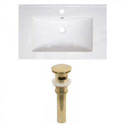 American Imaginations AI-23773 30-in. W 1 Hole Ceramic Top Set In White Color - Overflow Drain Incl.