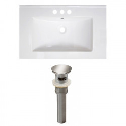 American Imaginations AI-23791 30-in. W 3H4-in. Ceramic Top Set In White Color - Overflow Drain Incl.