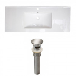 American Imaginations AI-23798 39.75-in. W 1 Hole Ceramic Top Set In White Color - Overflow Drain Incl.