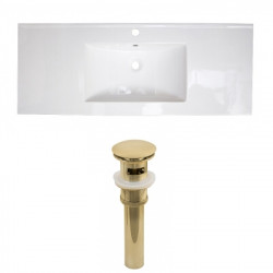 American Imaginations AI-23801 39.75-in. W 1 Hole Ceramic Top Set In White Color - Overflow Drain Incl.
