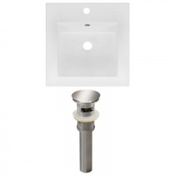 American Imaginations AI-23819 16.5-in. W 1 Hole Ceramic Top Set In White Color - Overflow Drain Incl.
