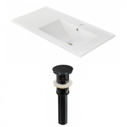 American Imaginations AI-23838 35.5-in. W 1 Hole Ceramic Top Set In White Color - Overflow Drain Incl.