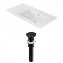 American Imaginations AI-23838 35.5-in. W 1 Hole Ceramic Top Set In White Color - Overflow Drain Incl.