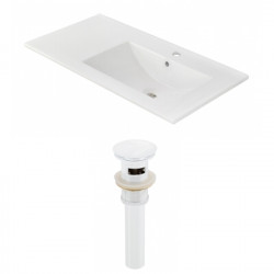 American Imaginations AI-23839 35.5-in. W 1 Hole Ceramic Top Set In White Color - Overflow Drain Incl.