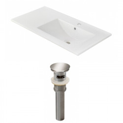 American Imaginations AI-23840 35.5-in. W 1 Hole Ceramic Top Set In White Color - Overflow Drain Incl.
