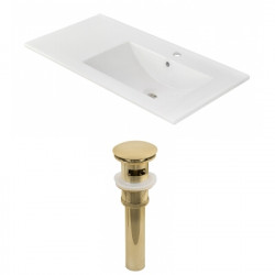 American Imaginations AI-23843 35.5-in. W 1 Hole Ceramic Top Set In White Color - Overflow Drain Incl.
