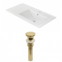 American Imaginations AI-23843 35.5-in. W 1 Hole Ceramic Top Set In White Color - Overflow Drain Incl.