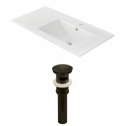 American Imaginations AI-23844 35.5-in. W 1 Hole Ceramic Top Set In White Color - Overflow Drain Incl.