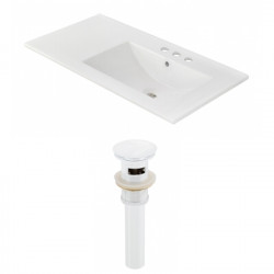 American Imaginations AI-23846 35.5-in. W 3H4-in. Ceramic Top Set In White Color - Overflow Drain Incl.