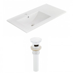 American Imaginations AI-23860 35.5-in. W 1 Hole Ceramic Top Set In White Color - Overflow Drain Incl.