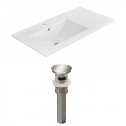 American Imaginations AI-23861 35.5-in. W 1 Hole Ceramic Top Set In White Color - Overflow Drain Incl.