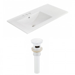 American Imaginations AI-23867 35.5-in. W 3H4-in. Ceramic Top Set In White Color - Overflow Drain Incl.