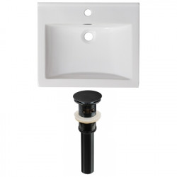American Imaginations AI-23880 21-in. W 1 Hole Ceramic Top Set In White Color - Overflow Drain Incl.
