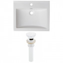 American Imaginations AI-23881 21-in. W 1 Hole Ceramic Top Set In White Color - Overflow Drain Incl.