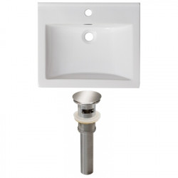 American Imaginations AI-23882 21-in. W 1 Hole Ceramic Top Set In White Color - Overflow Drain Incl.