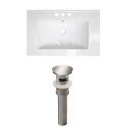 American Imaginations AI-23910 25-in. W 3H4-in. Ceramic Top Set In White Color - Overflow Drain Incl.