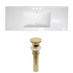 American Imaginations AI-23955 48.75-in. W 3H4-in. Ceramic Top Set In White Color - Overflow Drain Incl.