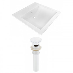 American Imaginations AI-23986 21.5-in. W 1 Hole Ceramic Top Set In White Color - Overflow Drain Incl.