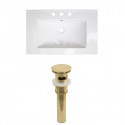 American Imaginations AI-24029 24-in. W 3H4-in. Ceramic Top Set In White Color - Overflow Drain Incl.