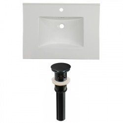 American Imaginations AI-24032 30.75-in. W 1 Hole Ceramic Top Set In White Color - Overflow Drain Incl.