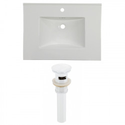 American Imaginations AI-24033 30.75-in. W 1 Hole Ceramic Top Set In White Color - Overflow Drain Incl.